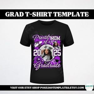 2025年卒業生の誇り高き家族 - 編集可能なCanva Tシャツテンプレート | 家族や友人のためのカスタマイズ可能な卒業式シャツデザイン DIY卒業式