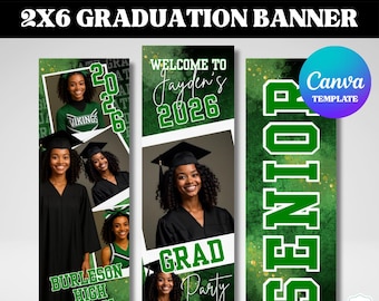Graduation Banner Template | 2x6ft Editable Canva Template | Class of 2026 Party Decor (Digital Download)