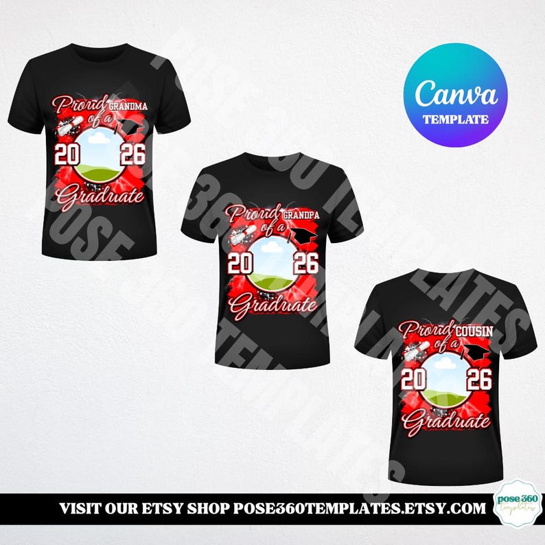 Graduation T-Shirt Template Class of 2026 Proud Family of a 2026 Graduate Design DIY (Editable Canva Template) image 4