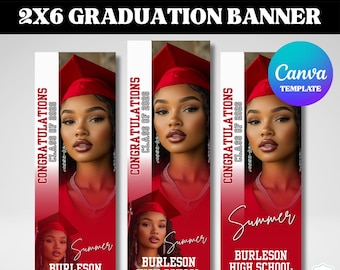 Graduation Banner Template | 2x6ft Editable Canva Template | Class of 2026 Party Decor
