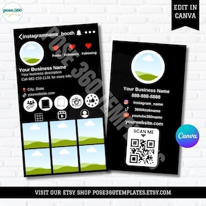 de Carte de visite Instagram | Modèle modifiable pour une entreprise de photomaton | Personnaliser pour booster votre présence sur les réseaux sociaux | Téléchargement instantané
