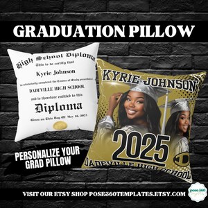 Almohada de diploma de graduación personalizada, regalo de graduación de la escuela secundaria, almohada de graduación personalizada, clase de 2025, almohada de recuerdo de graduación,