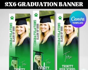 Graduation Banner Template Class of 2026 2x6ft DIY Grad Party Decor (Editable Canva Template)