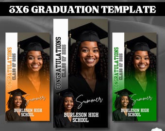 Graduation Banner Template 3x6ft: Editable Canva Design (Digital)