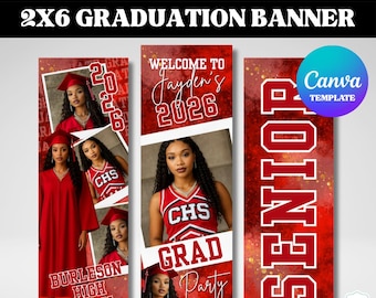 Graduation Banner Template | 2x6ft Editable Canva Template | Class of 2026 Party Decor (Digital Download)