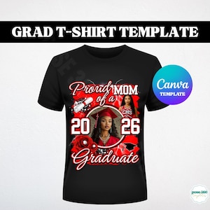 Graduation T-Shirt Template Class of 2026 Proud Family of a 2026 Graduate Design DIY (Editable Canva Template) image 1