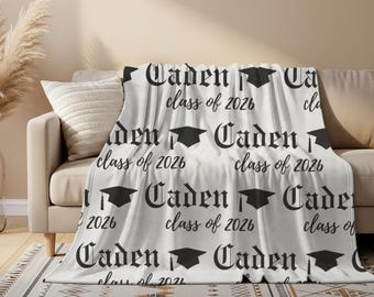 Personalized Graduation Blanket Class of 2026 | Custom Name Senior Gift | Keepsake Throw for Grads