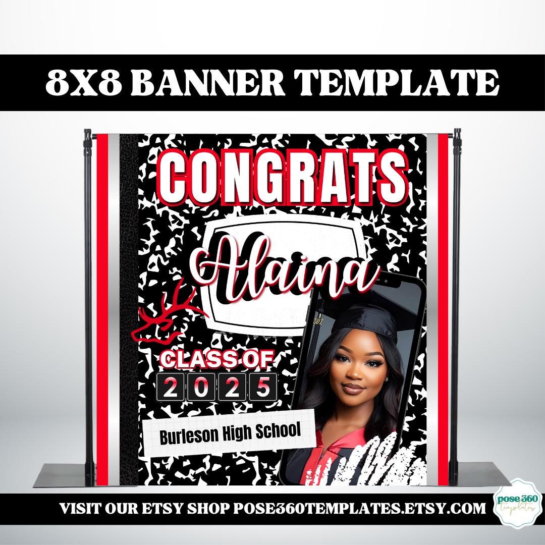 Editable Composition Notebook Graduation Banner: 8x8 Canva Template - Etsy
