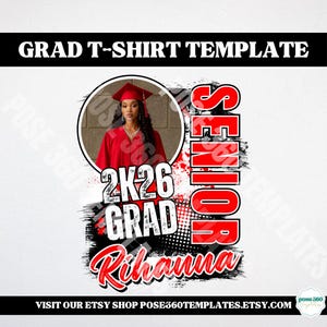2026 Grad T-Shirt Template: Editable Black & Red Canva Design