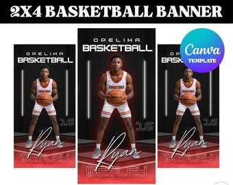 Basketball Banner 2x4 Editable Canva Template