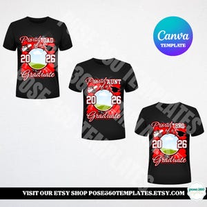 Graduation T-Shirt Template Class of 2026 Proud Family of a 2026 Graduate Design DIY (Editable Canva Template) image 5