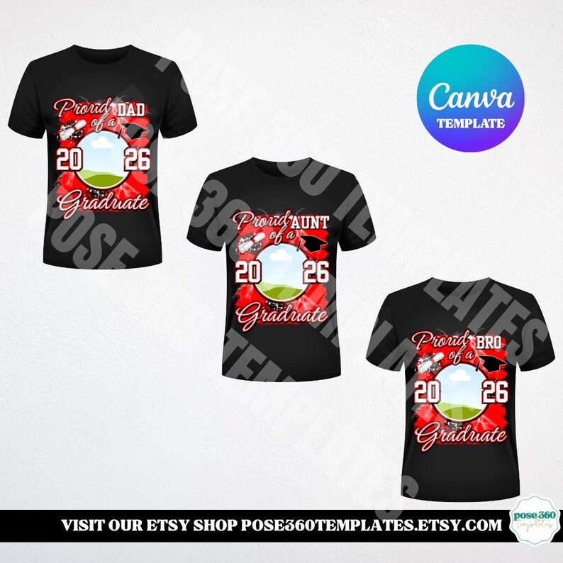 Graduation T-Shirt Template Class of 2026 Proud Family of a 2026 Graduate Design DIY (Editable Canva Template) image 5