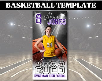 Personalized Senior Basketball Banner: Editable Canva Template