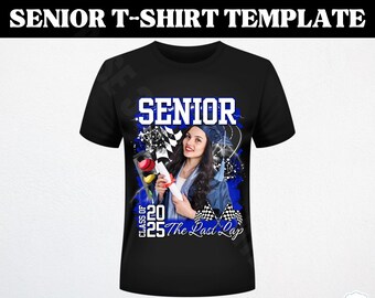 Design de t-shirt senior promotion 2025 : modèle sur toile « The Last Lap »