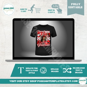 Graduation T-Shirt Template Class of 2026 Proud Family of a 2026 Graduate Design DIY (Editable Canva Template) image 7