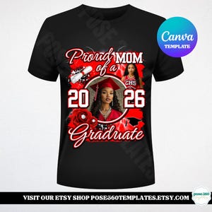 Graduation T-Shirt Template Class of 2026 Proud Family of a 2026 Graduate Design DIY (Editable Canva Template) image 2