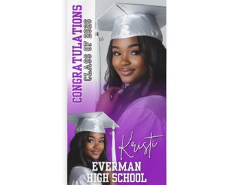 Graduation Banner | Class of 2026 Graduation Photo Banner | Matte Banner with Grommets | Vertical