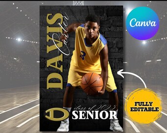 Custom Basketball Senior Banner Template: 2x3 Canva Design (PDF)