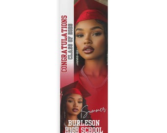 Graduation Banner | Class of 2026 Graduation Photo Banner | Matte Banner with Grommets | Vertical