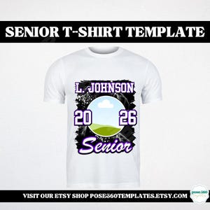 2026 Senior T-Shirt Template: Black & Purple Graduation Design (Canva Editable, Digital Download