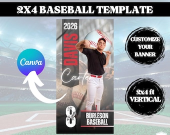 Editable Baseball Banner Template: Custom Team Sign, Senior Night (Digital Download 2x4 ft.)