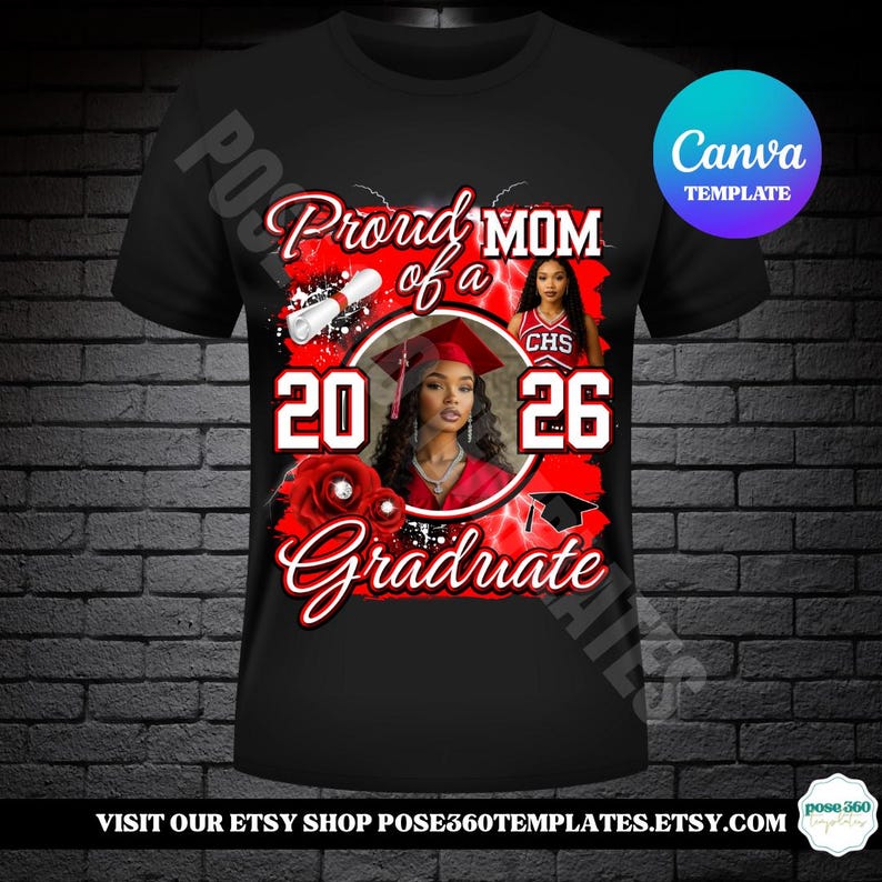 Graduation T-Shirt Template Class of 2026 Proud Family of a 2026 Graduate Design DIY (Editable Canva Template) image 6