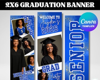 Graduation Banner Template | 2x6ft Editable Canva Template | Class of 2026 Party Decor (Digital Download)