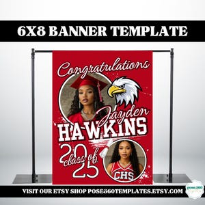 Custom 6x8 Graduation Banner Template | Editable Canva Template| Printable Graduation Party Banner| Instant Download | Class of 2025 Banner