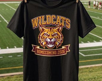 Camiseta Bethune Cookman Homecoming 2026, camiseta Wildcats granate y dorada, camiseta vintage de exalumnos de BCU, camiseta familiar para fiestas previas al partido de HBCU