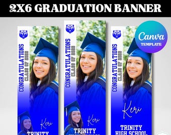 Graduation Banner Template | 2x6ft Editable Canva Template | Class of 2026 Party Decor