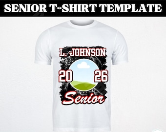 2026 Senior T-Shirt Template: Black & Red Graduation Design (Canva Editable, Digital Download)