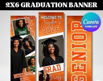 Graduation Banner Template | 2x6ft Editable Canva Template | Class of 2026 Party Decor (Digital Download)