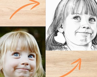 Custom Drawing Canvas Portrait, Printed Sketch from Photo, Family Portrait, Drawing from Photo, Gift for Grandparents, Couple Wall Art