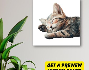 Custom Dog Painting, Cat Watercolor Art, Pet Memorial Gift, Portrait from Photo, Printed Canvas, Dog Lover Gift, Personalized Cat Drawing