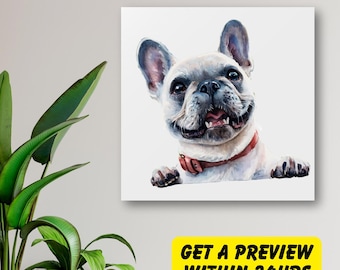 Black Friday, Cyber Monday, Pet Painting from Photo, Custom Dog Watercolor Art, Dog Memorial Gift, Canvas Portrait, Personalized Cat Drawing