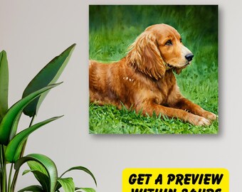 Cyber Monday, Black Friday, Custom Dog Painting, Watercolor Portrait from Photo, Dog Memorial Gift, Printed Canvas, Cat Drawing, Pet Art