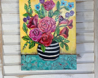 Bee Happy – Original 8x10 Acrylic Painting on Birchwood Panel