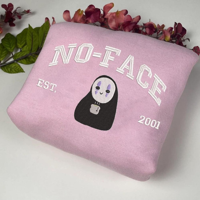 Studio Ghibli broderad tröja, Totoro No Face Calcifer Jiji Ponyo hoodie, Anime Crewneck, personlig årsdagspresent för Ghibli-fans bild 5