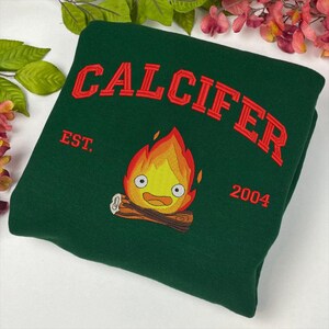 Studio Ghibli broderad tröja, Totoro No Face Calcifer Jiji Ponyo hoodie, Anime Crewneck, personlig årsdagspresent för Ghibli-fans bild 6