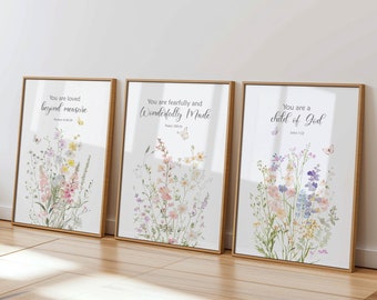 Wildblumen Schrift Set: Christliches Mädchen Kinderzimmer Dekor (Digitaler Download)