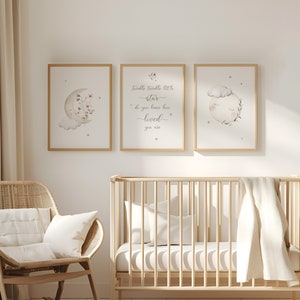 Neutral Moon and Stars Nursery Decor Twinkle Twinkle Little Star Wall ...