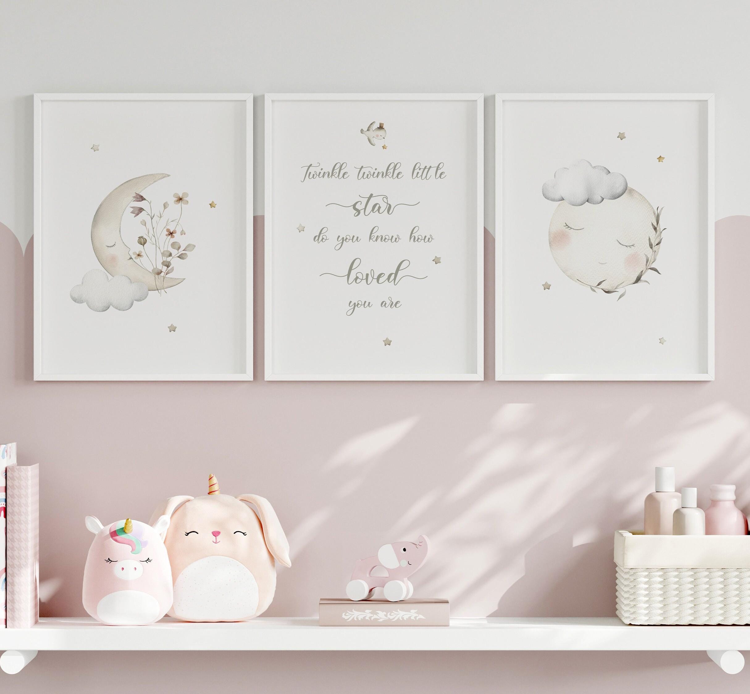 Neutral Moon and Stars Nursery Decor Twinkle Twinkle Little Star Wall ...