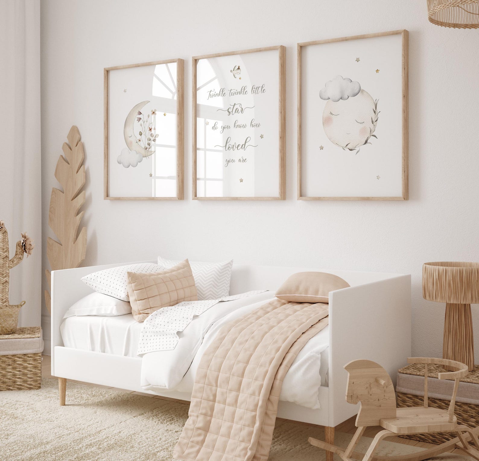 Neutral Moon and Stars Nursery Decor Twinkle Twinkle Little Star Wall ...