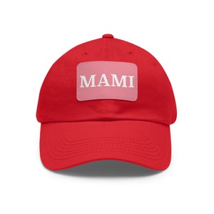 Mami Adjustable Hat with Rectangle Leather Patch, Baby Announcement, Mom And Dad To Be, Choose Your Hat And Patch Color!