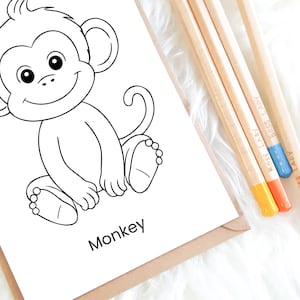 animals coloring pages, coloring book, simple coloring images, cute and fun activity for kids, toddler activity, monkey animal