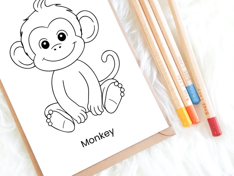 animals coloring pages, coloring book, simple coloring images, cute and fun activity for kids, toddler activity, monkey animal