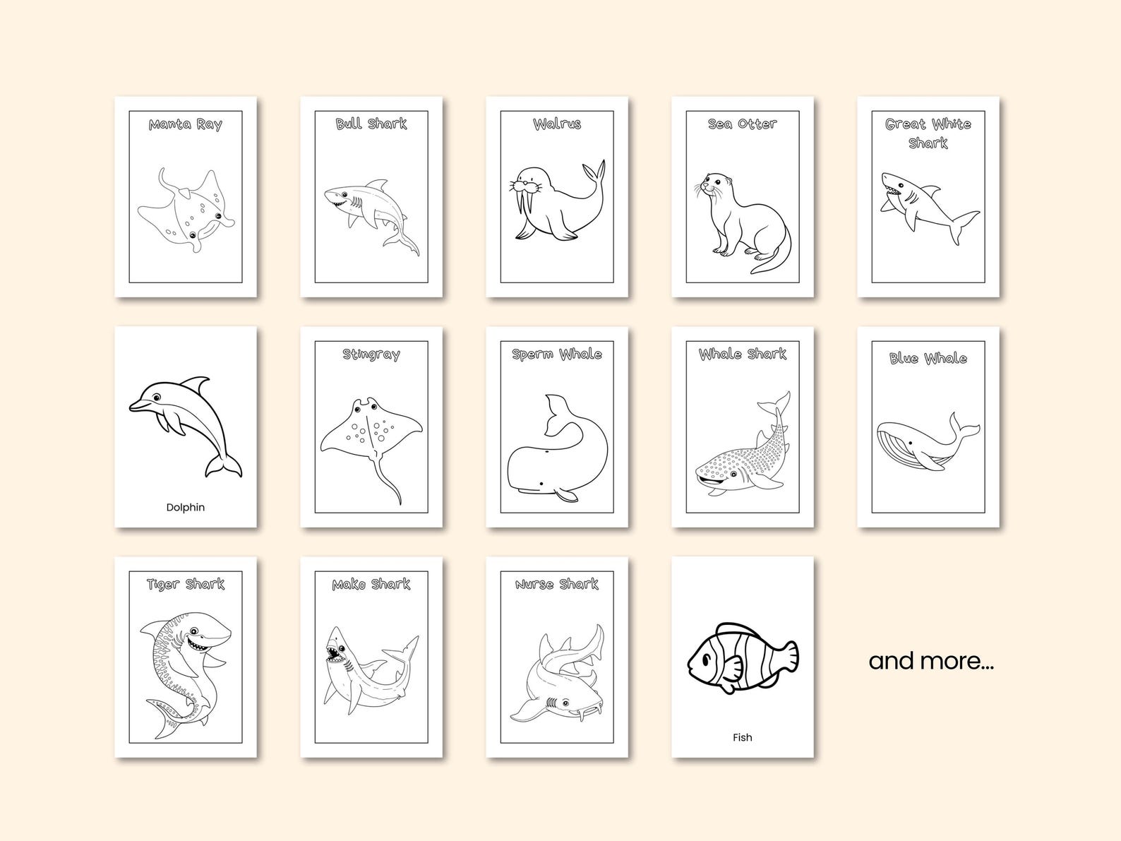 100 Sea Animals Coloring Pages for Toddlers Colouring Book for Kids ...
