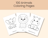 100 Animals Coloring Pages for Toddlers Colouring Book for Kids Activity Page Printable Coloring Cute Animal Pages