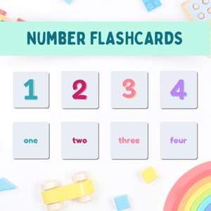 1-20 Number Flashcards Printable Counting Numbers Flash cards for Toddlers Colorful Cards Homeschool Activity Learning Resources