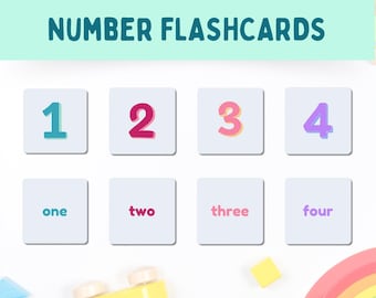1-20 Number Flashcards Printable Counting Numbers Flash cards for Toddlers Colorful Cards Homeschool Activity Learning Resources